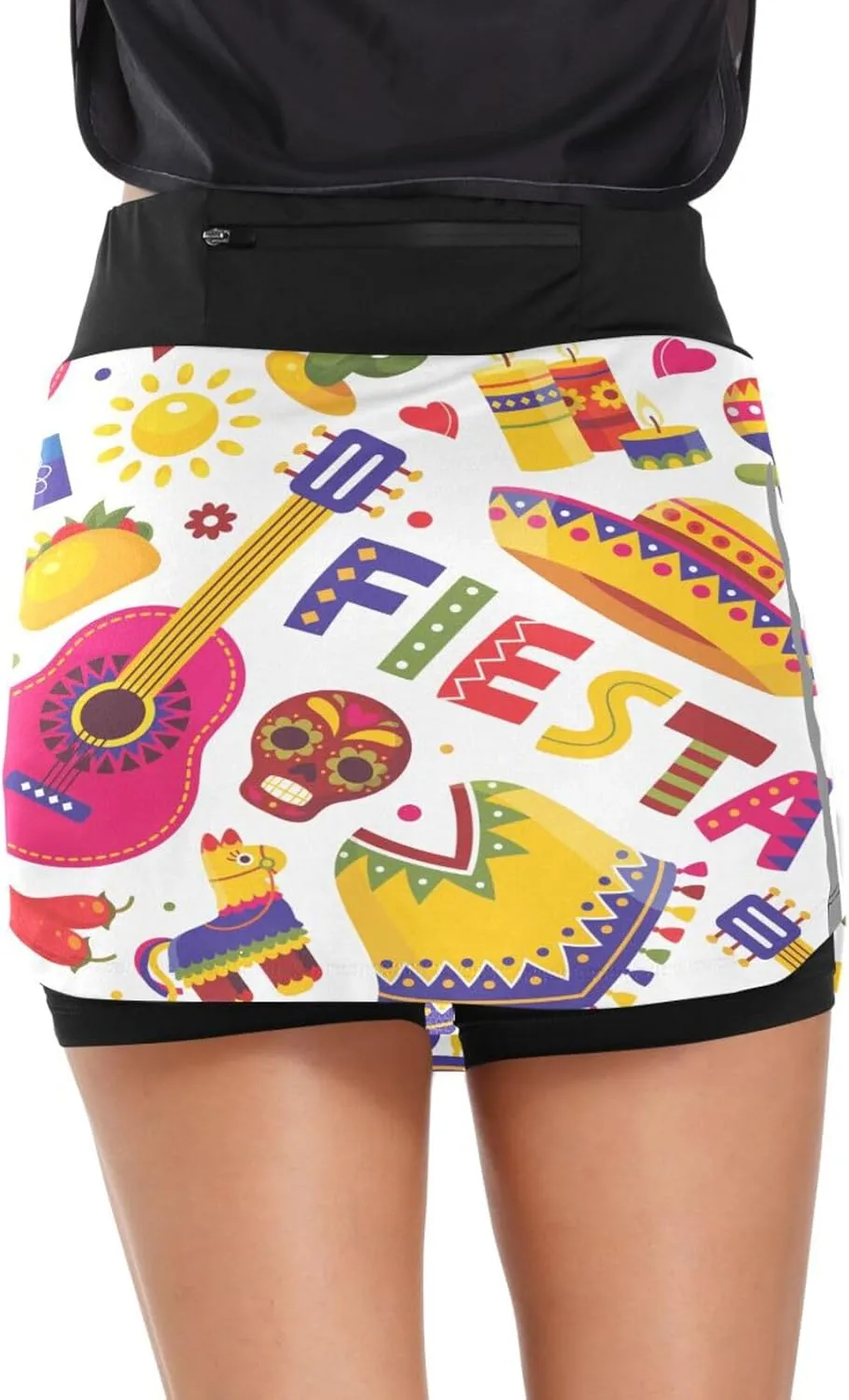 Cinco De Mayo Fiesta Tennis Skorts Skirts for Women Workout Athletic Skirt High Waisted with Pocket