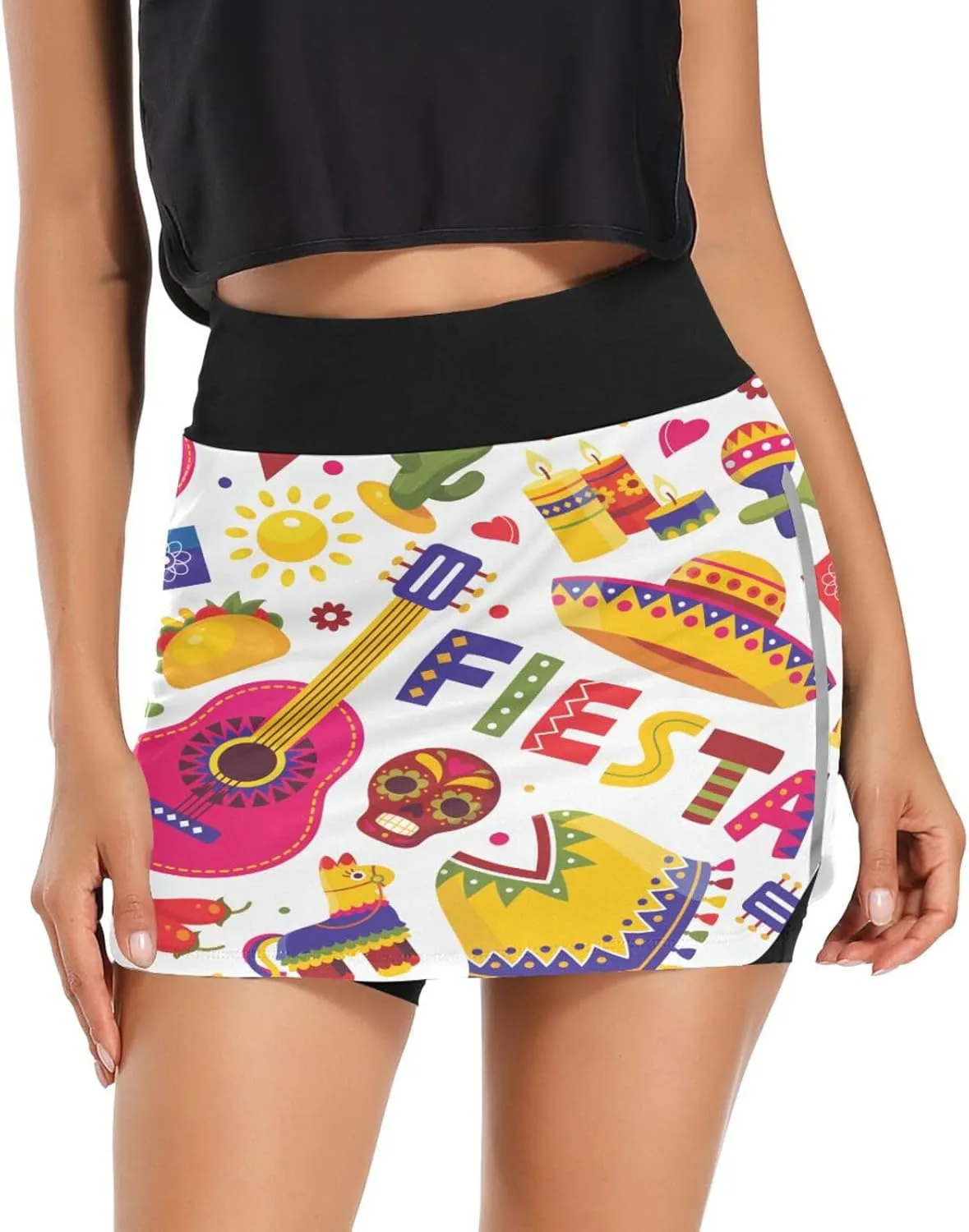 Cinco De Mayo Fiesta Tennis Skorts Skirts for Women Workout Athletic Skirt High Waisted with Pocket