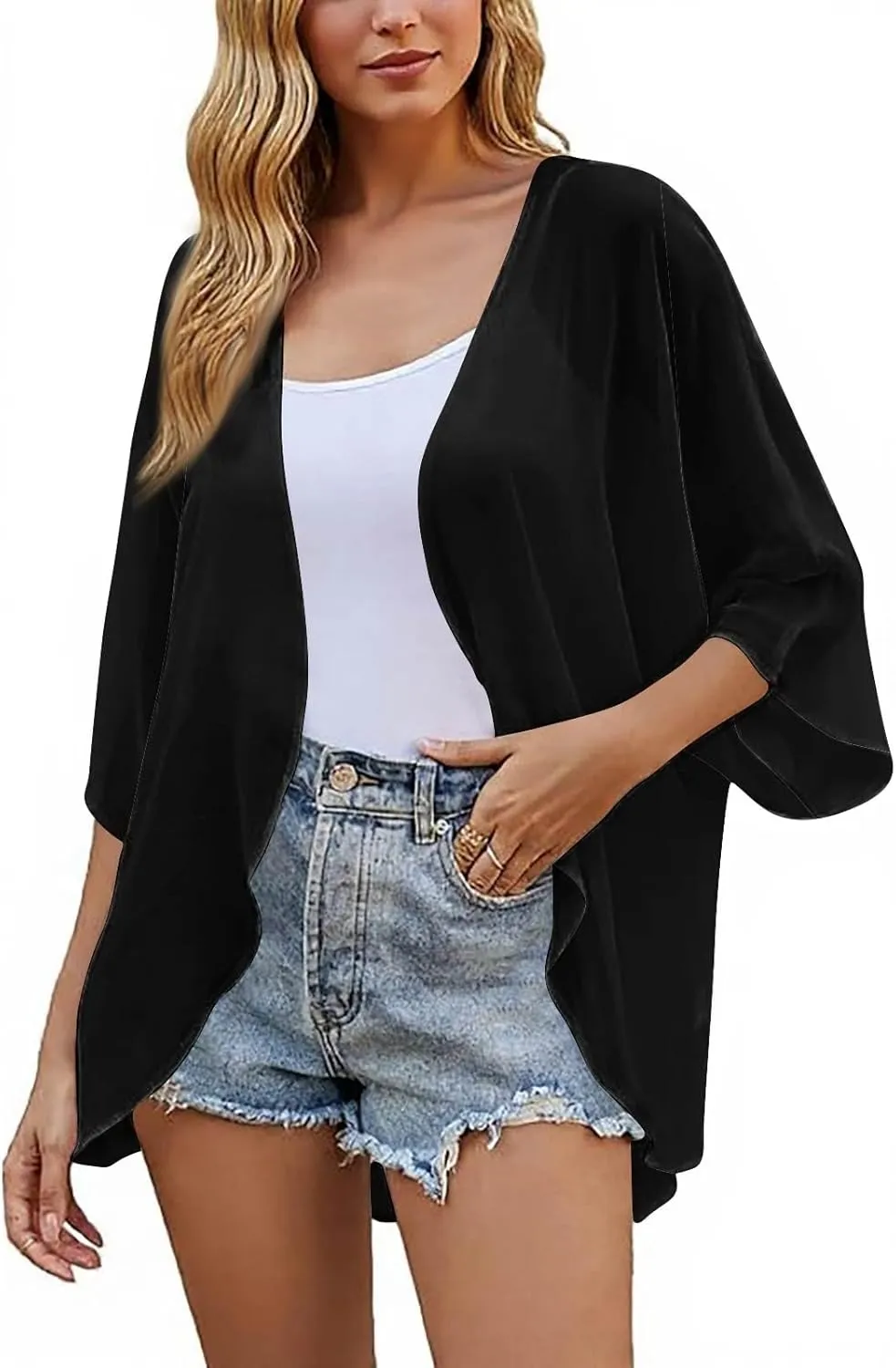 COTECRAM Summer Cardigans for Women 2025 Trendy Puff Sleeve Floral Printed Lightweight Kimono Cardigan Boho Beach Cover Ups