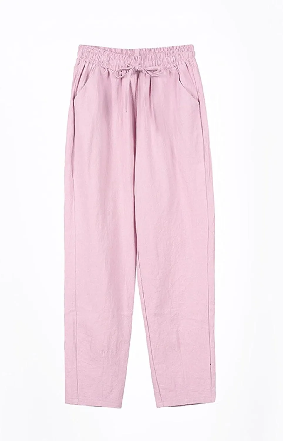 Cropped Linen Pants Women Elastic Waist Straight Leg Ankle Pants Lightweight Comfy Trousers 2025 Summer Beach Outfits
