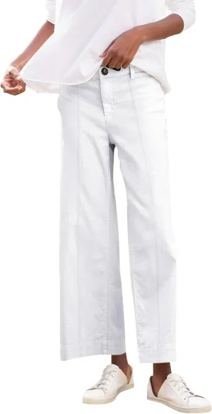 Cropped Linen Pants Women Elastic Waist Wide Leg Dress Pants Comfy Business Casual Work Pants Trousers with Pockets