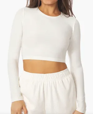 CROPPED LONG SLEEVE STRETCH TECH T-SHIRT