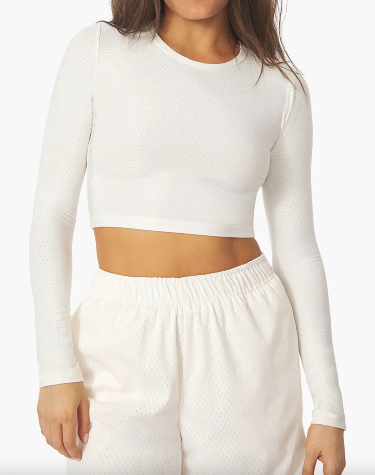 CROPPED LONG SLEEVE STRETCH TECH T-SHIRT