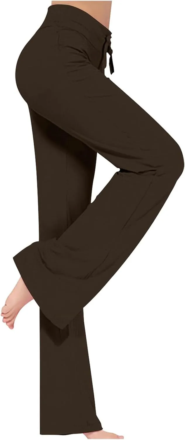 Crossover Flare Leggings for Women High Waist V Cross Bootcut Bell Bottoms Workout Flared Yoga Pants with Pocket