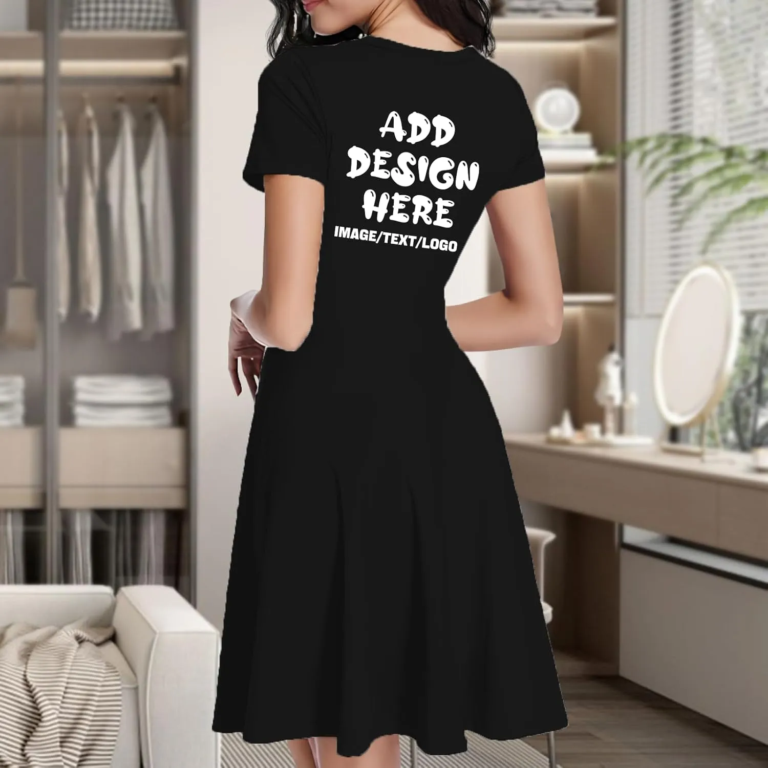 Custom Sundress for Women Design Your Own Image Logo Text Short Sleeve Crewneck Hawaiian Dress Summer Sundress