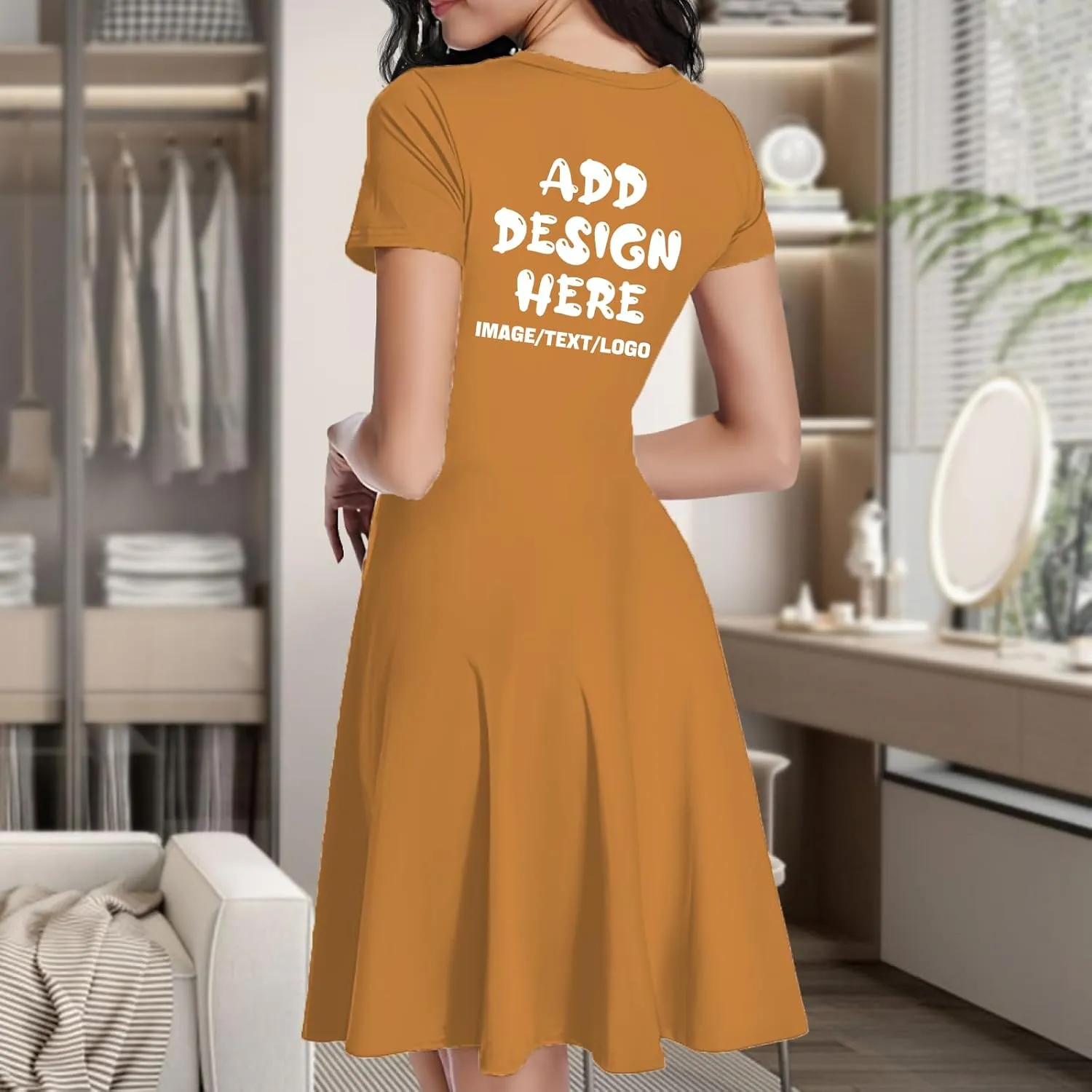 Custom Sundress for Women Design Your Own Image Logo Text Short Sleeve Crewneck Hawaiian Dress Summer Sundress