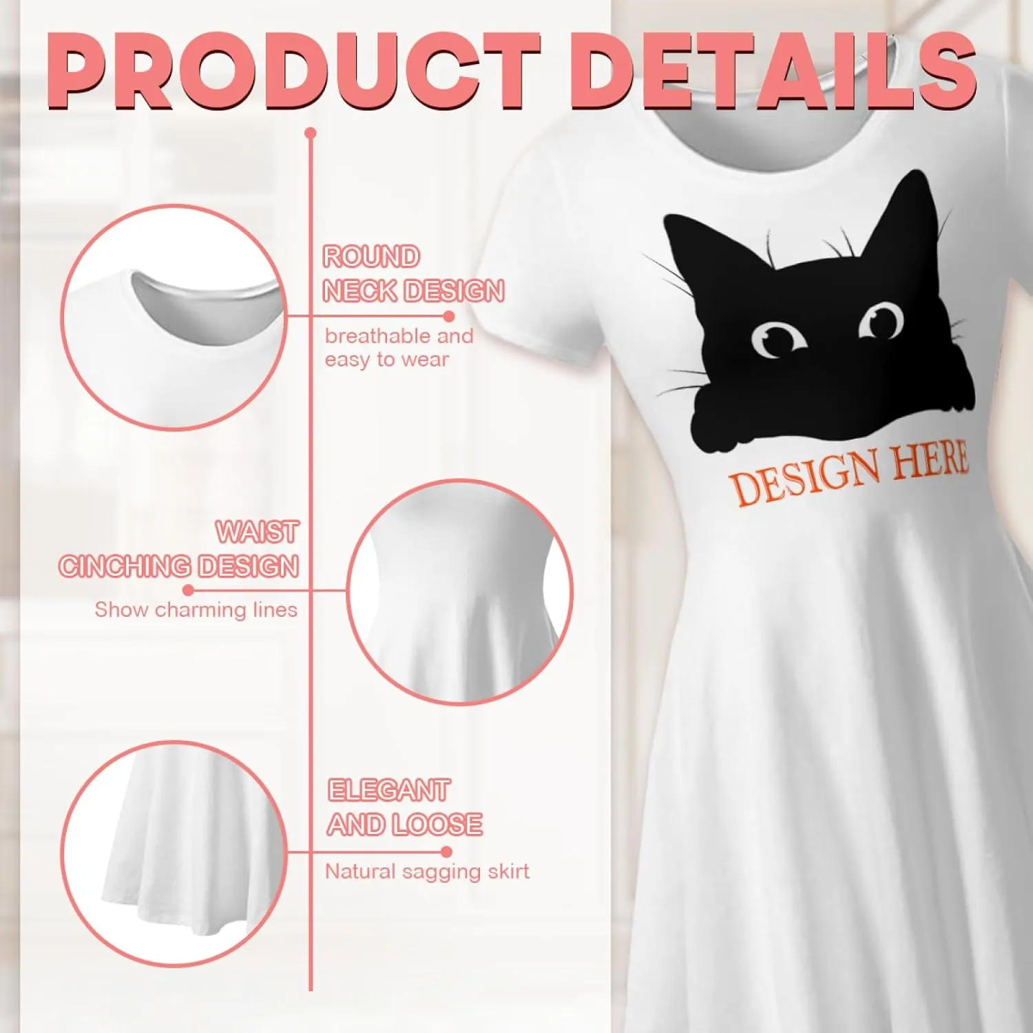 Custom Sundress for Women Design Your Own Image Logo Text Short Sleeve Crewneck Hawaiian Dress Summer Sundress