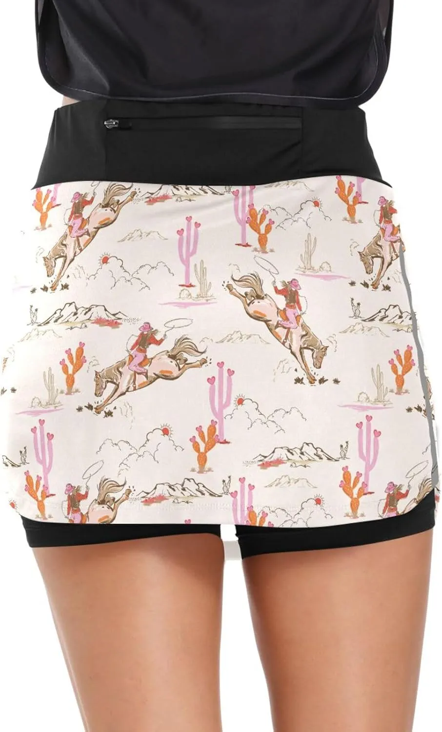Cute Rodeo Cowgirl Tennis Skorts Skirts for Women Workout Athletic Skirt High Waisted with Pocket