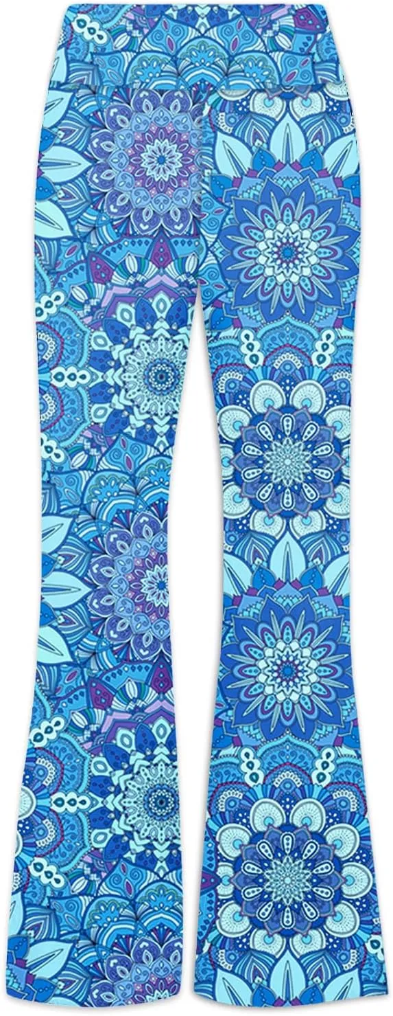 Deerose Girls Bell Bottom Floral Print Stretch Hippie Pants High Waist Flare Pants 5-14 Year