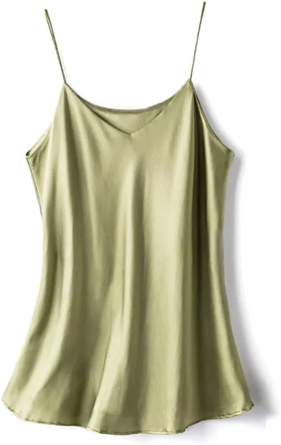 Double-Layer Silk Camisole for Women, Mulberry Silk Bandeau, Sexy V-Neck Tanks and Camis, Summer Vest,