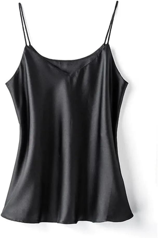 Double-Layer Silk Camisole for Women, Mulberry Silk Bandeau, Sexy V-Neck Tanks and Camis, Summer Vest,