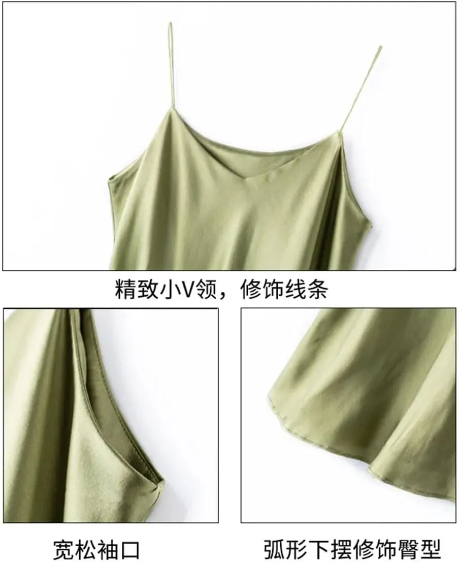 Double-Layer Silk Camisole for Women, Mulberry Silk Bandeau, Sexy V-Neck Tanks and Camis, Summer Vest,