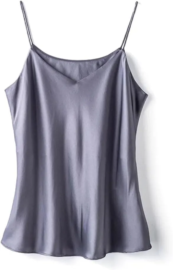 Double-Layer Silk Camisole for Women, Mulberry Silk Bandeau, Sexy V-Neck Tanks and Camis, Summer Vest,