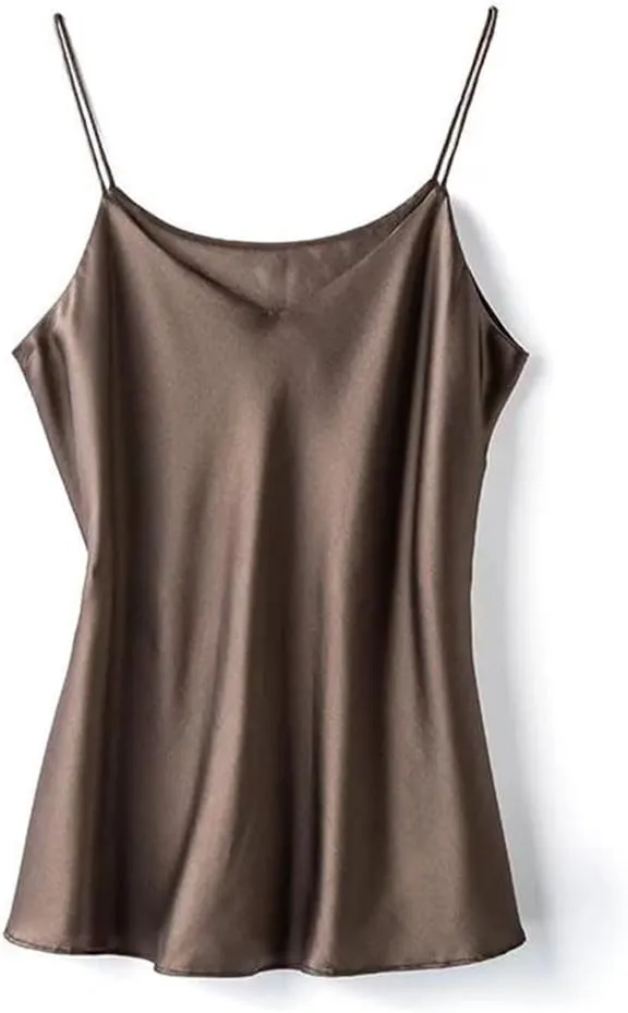 Double-Layer Silk Camisole for Women, Mulberry Silk Bandeau, Sexy V-Neck Tanks and Camis, Summer Vest,