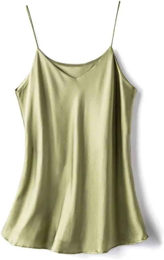 Double-Layer Silk Camisole for Women, Mulberry Silk Bandeau, Sexy V-Neck Tanks and Camis, Summer Vest,