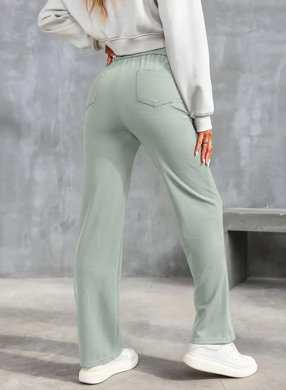 EVALESS Women's Spring 2025 Dress Pants High Waist Straight Leg Pants Button Down Bottoms Work Pants Trousers with Pockets
