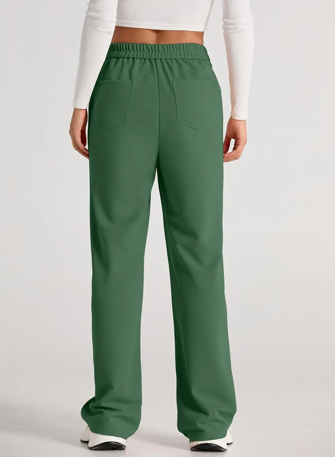 EVALESS Women's Spring 2025 Dress Pants High Waist Straight Leg Pants Button Down Bottoms Work Pants Trousers with Pockets