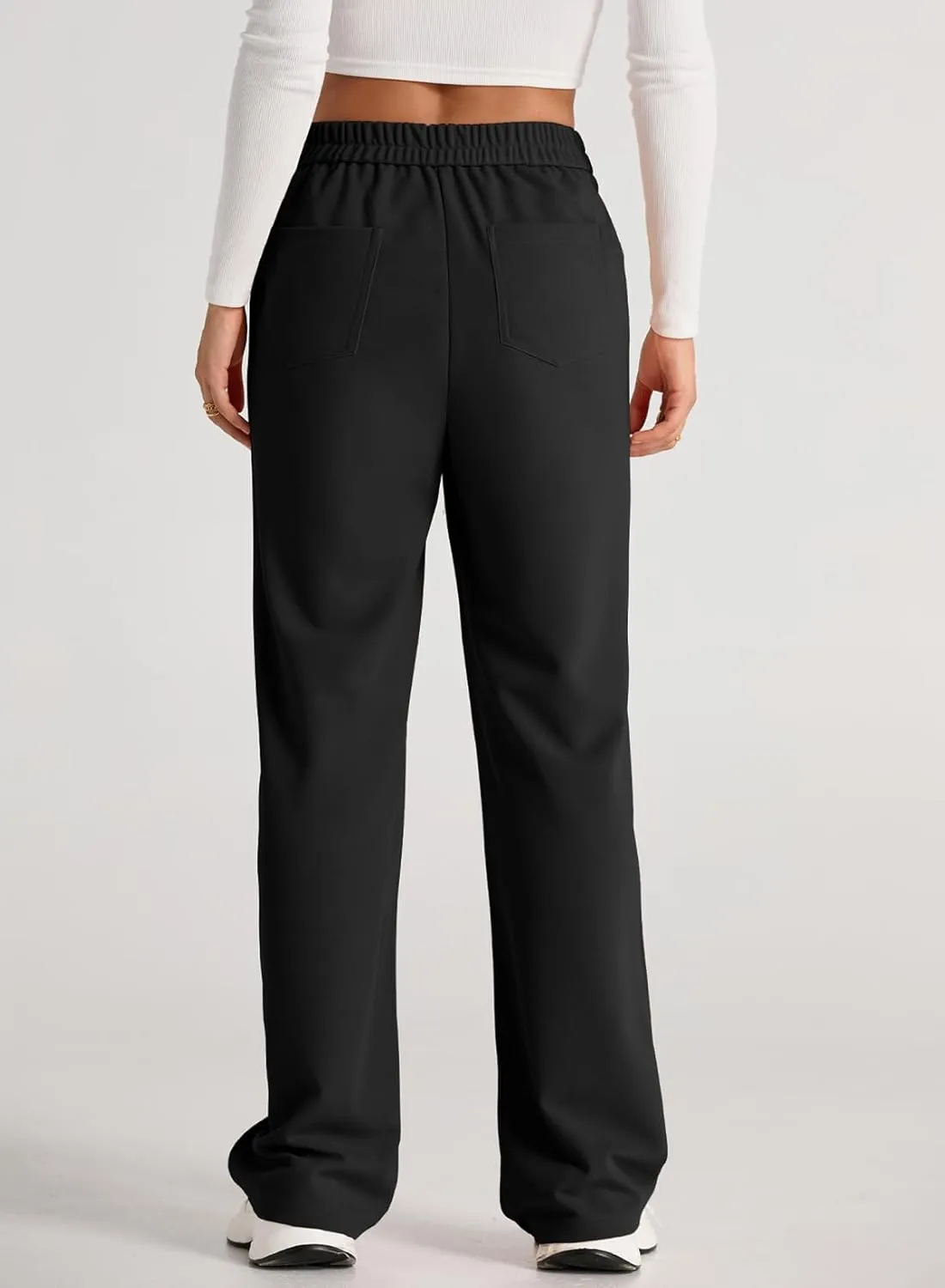 EVALESS Women's Spring 2025 Dress Pants High Waist Straight Leg Pants Button Down Bottoms Work Pants Trousers with Pockets