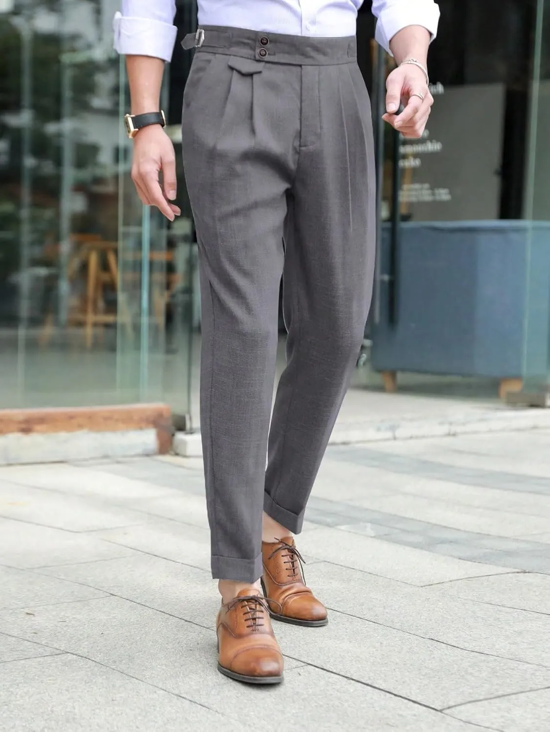 Floerns Men's Classic Fit Flat Front Dress Pants Office Business Trousers