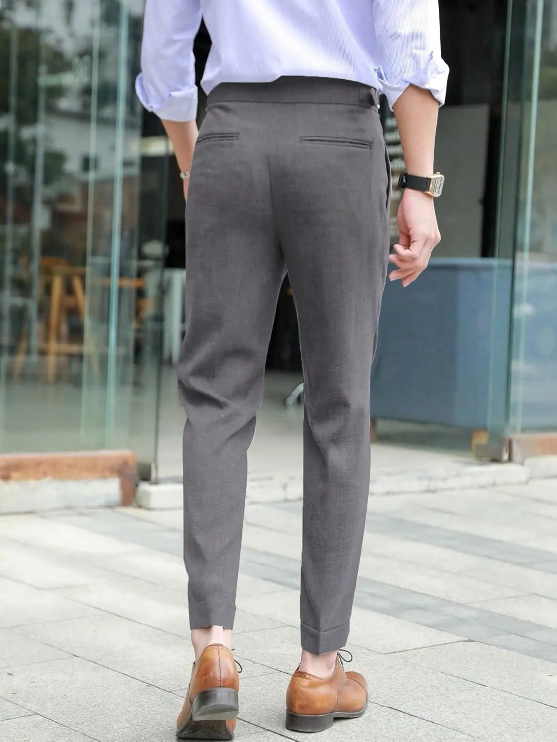 Floerns Men's Classic Fit Flat Front Dress Pants Office Business Trousers