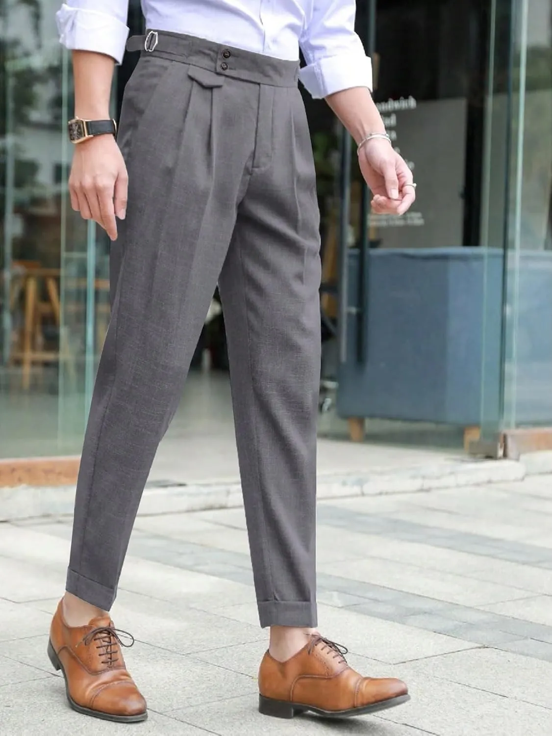 Floerns Men's Classic Fit Flat Front Dress Pants Office Business Trousers