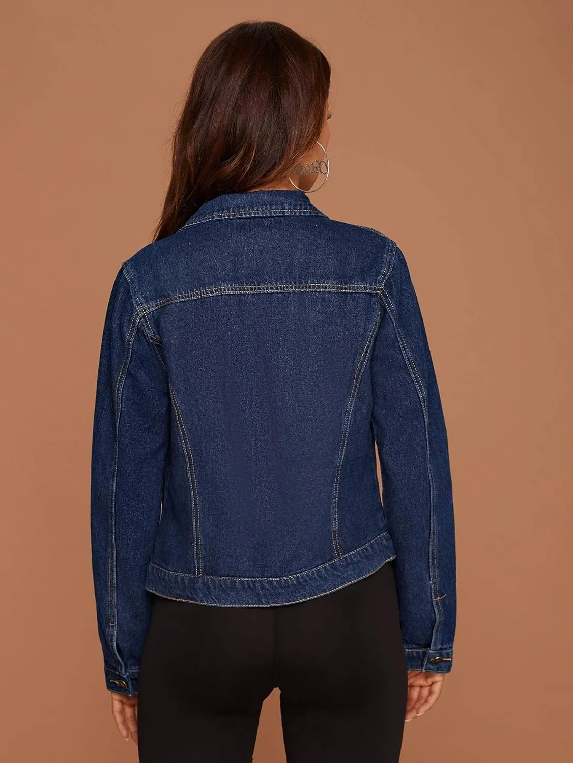 Floerns Women's Casual Drop Shoulder Ripped Crop Denim Jean Jacket