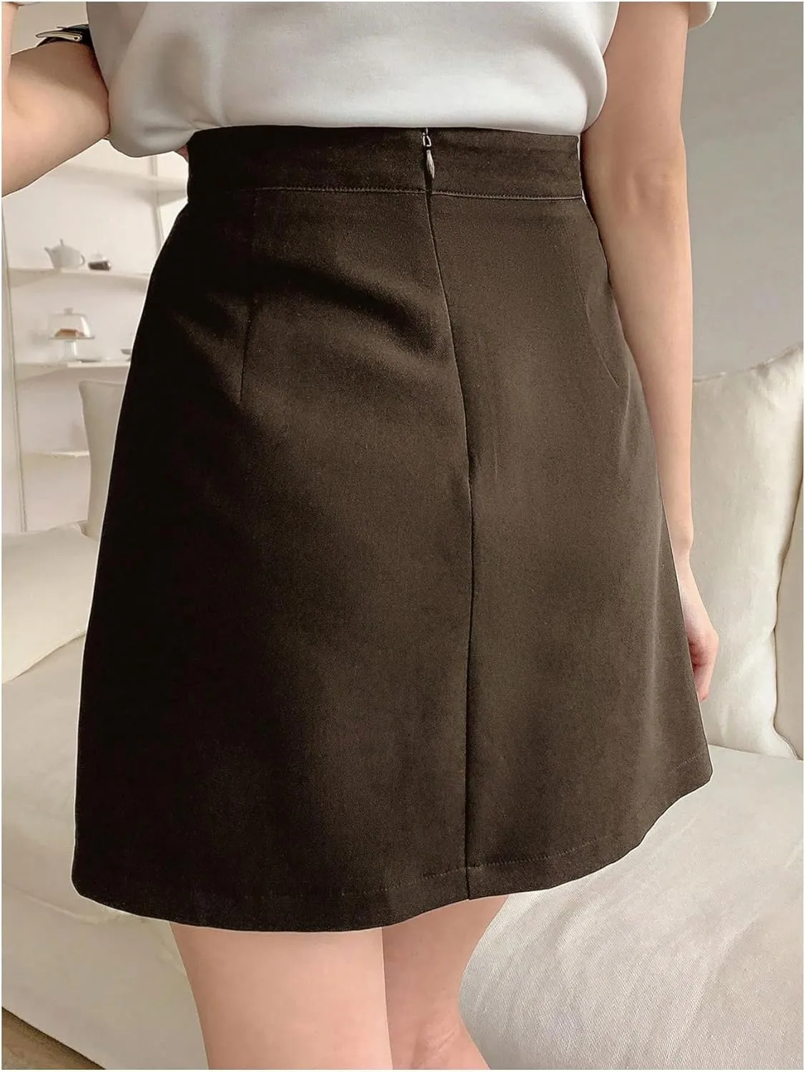 Floerns Women's Split A Line Short Skort High Waisted Skirt Built in Shorts