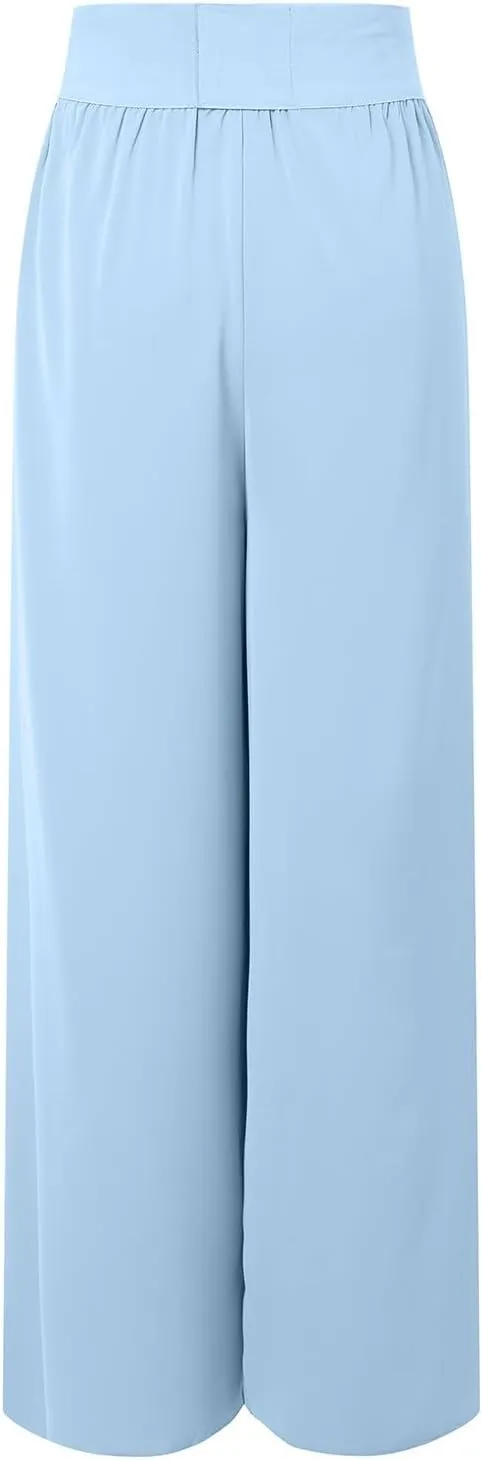 Flowy Wide Leg Pants for Women High Waisted Split Yoga Pants Loose Casual Palazzo Pants Stretch Dress Lounge Beach Pants