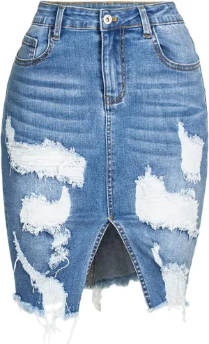 for Juniors Linen Denim Midi Knee High Western Pencil Skirts Women 2025