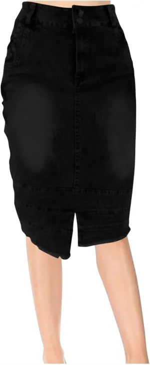 for Juniors Linen Denim Midi Knee High Western Pencil Skirts Women 2025