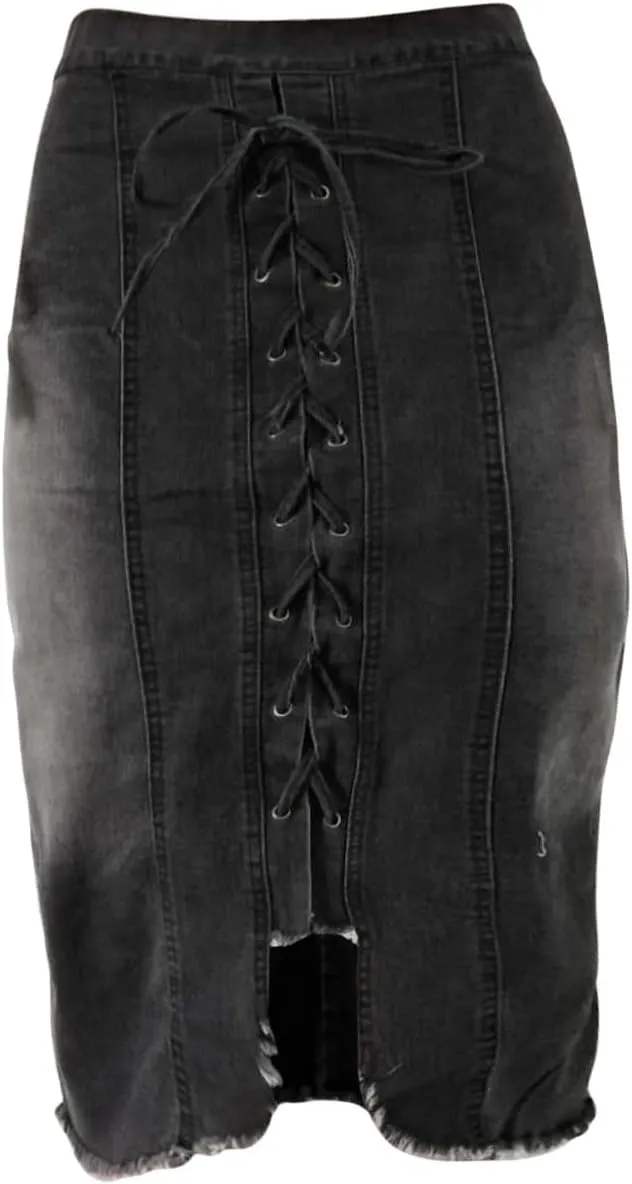 for Juniors Linen Denim Midi Knee High Western Pencil Skirts Women 2025