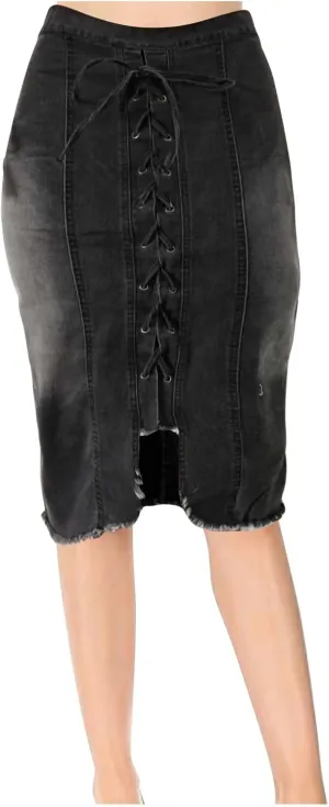 for Juniors Linen Denim Midi Knee High Western Pencil Skirts Women 2025