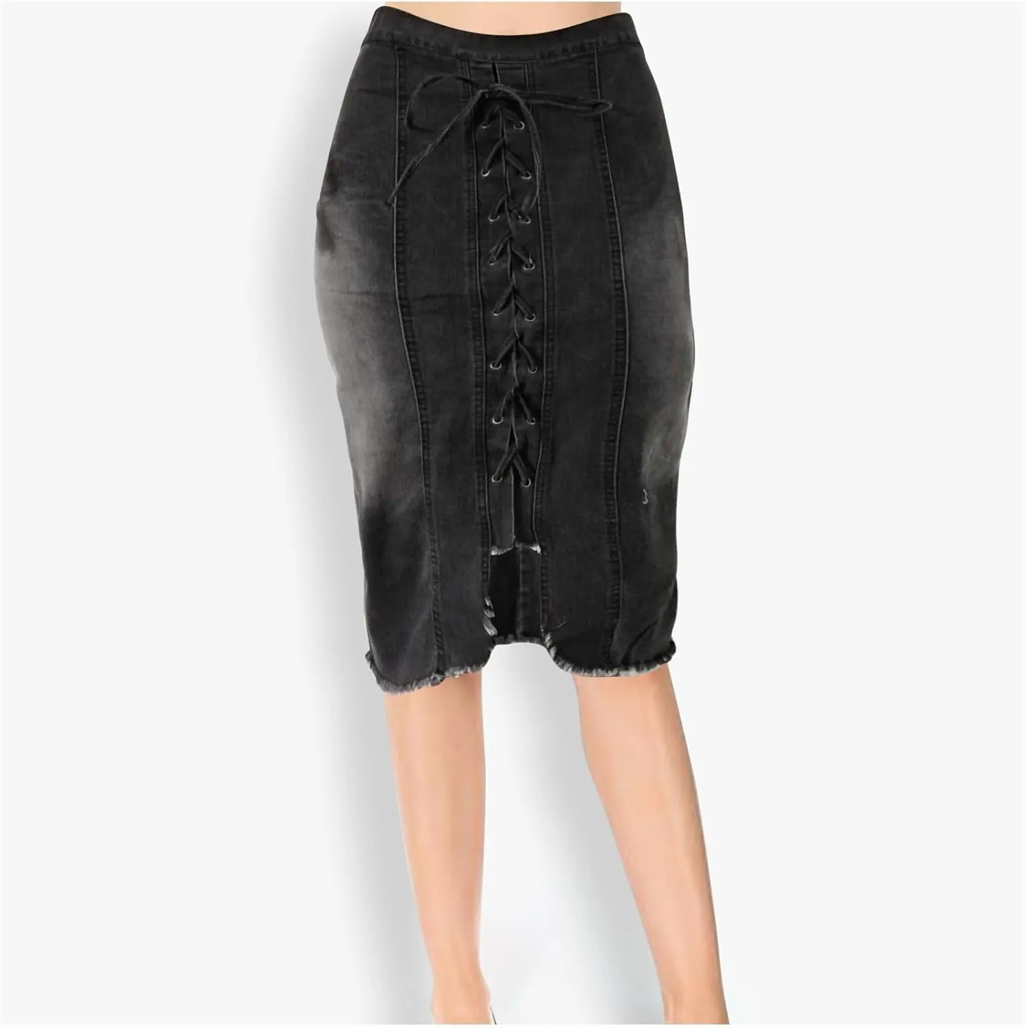 for Juniors Linen Denim Midi Knee High Western Pencil Skirts Women 2025