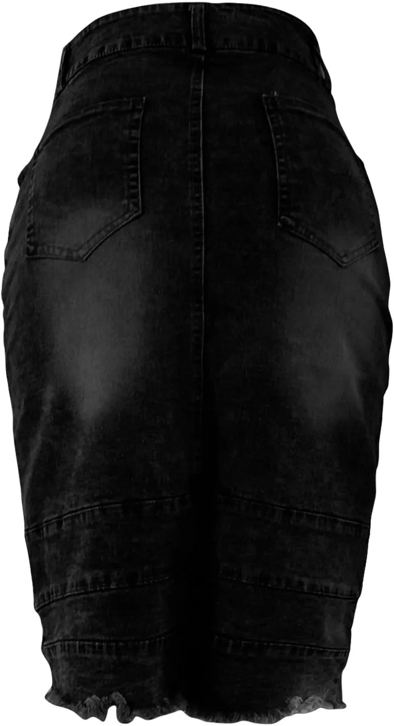 for Juniors Linen Denim Midi Knee High Western Pencil Skirts Women 2025