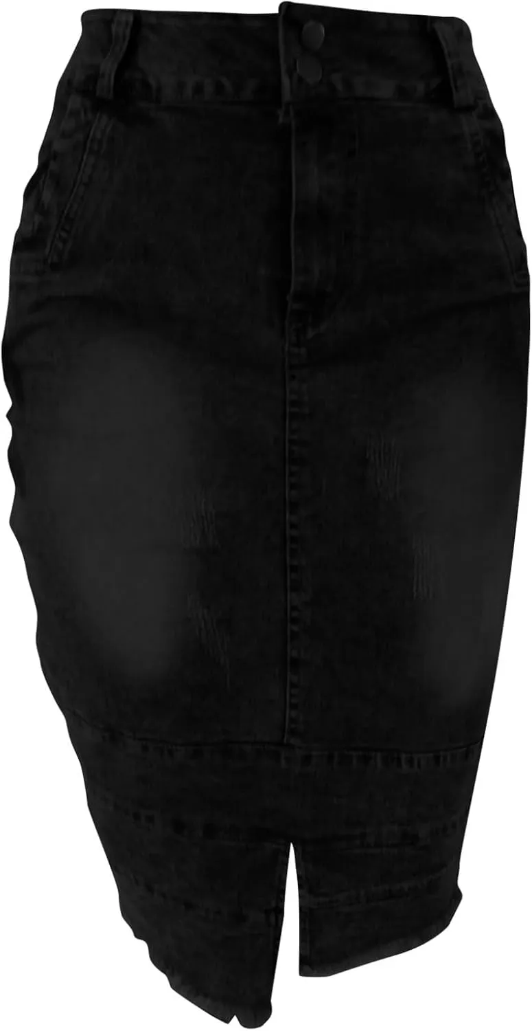 for Juniors Linen Denim Midi Knee High Western Pencil Skirts Women 2025