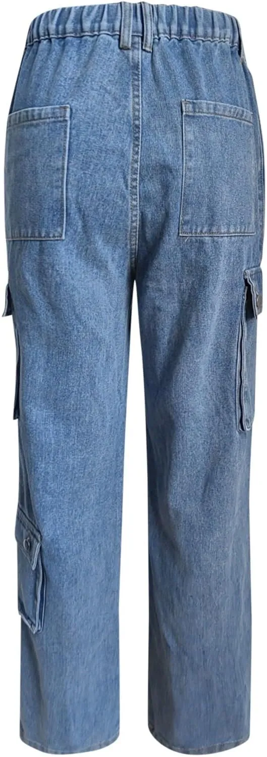 FZVYD Cargo Pants for Women High Waisted Casual Pants Work Pants Baggy Stretchy Wide Leg Streetwear Trousers with Pockets
