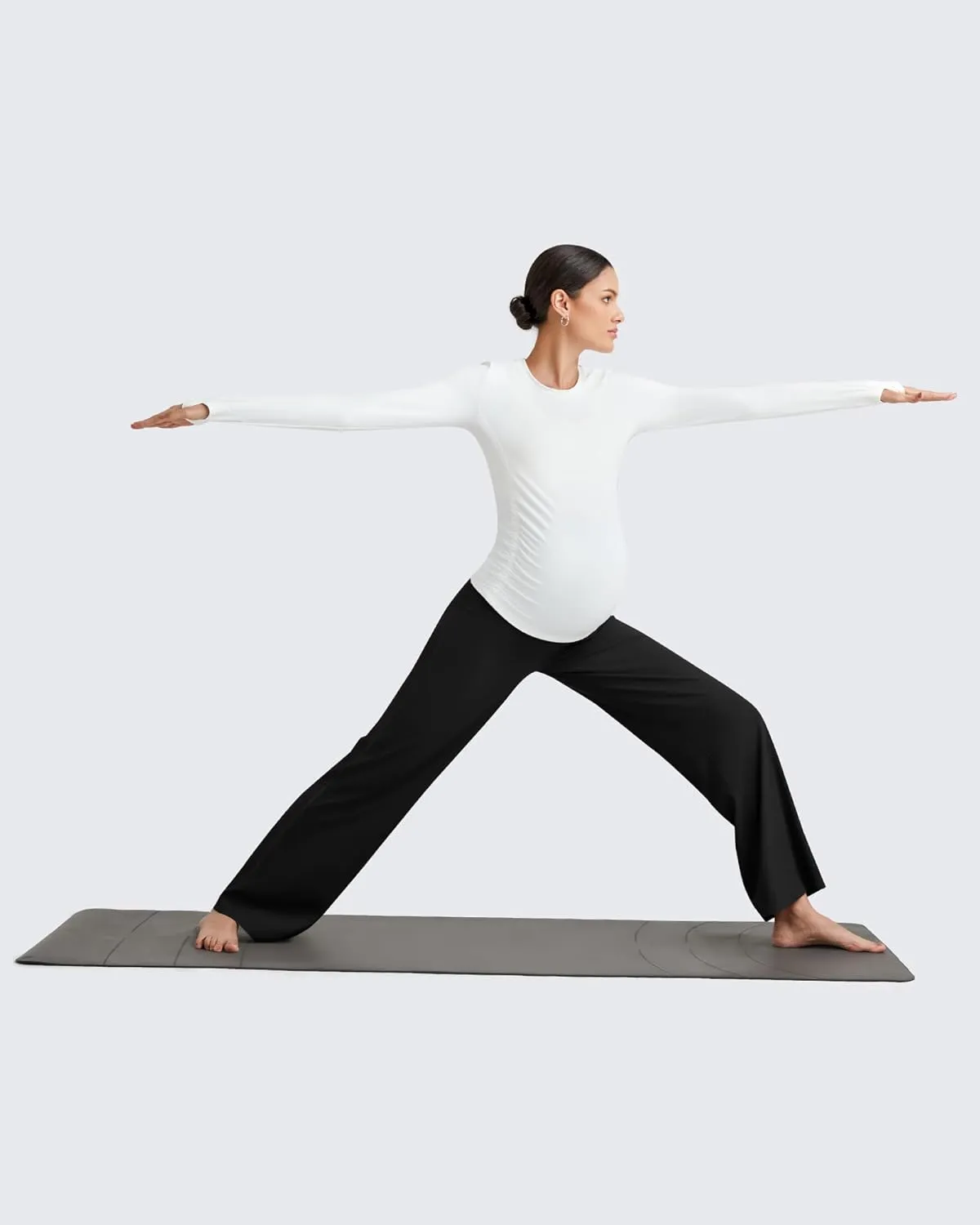 G4Free BareFeel Maternity Dress Yoga Pants Over The Belly Stretchy Work Slack Pregnancy Wide Leg Lounge Trousers