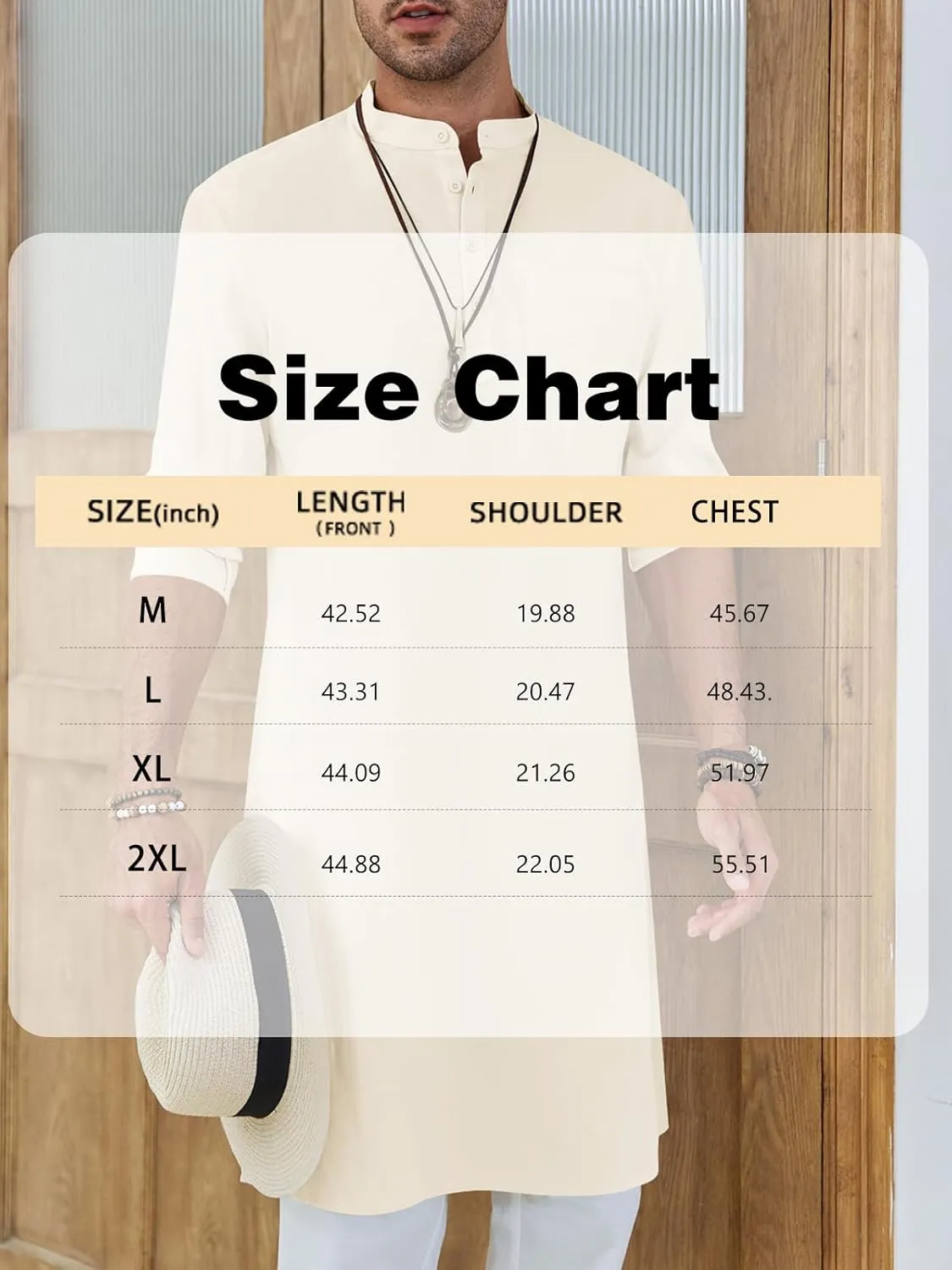 Gafeng Mens Kaftan Robe Button Down Long Sleeve Henley Cotton Thobe Casual Side Split Gown Shirt