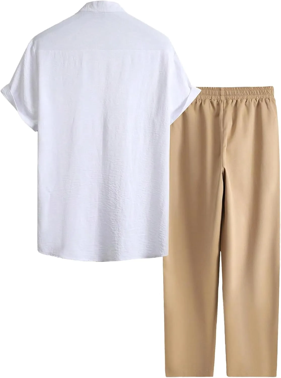 GORGLITTER Men's Summer Vacation Outfits Short Sleeve Button Up Shirts and Pants Matching Sets