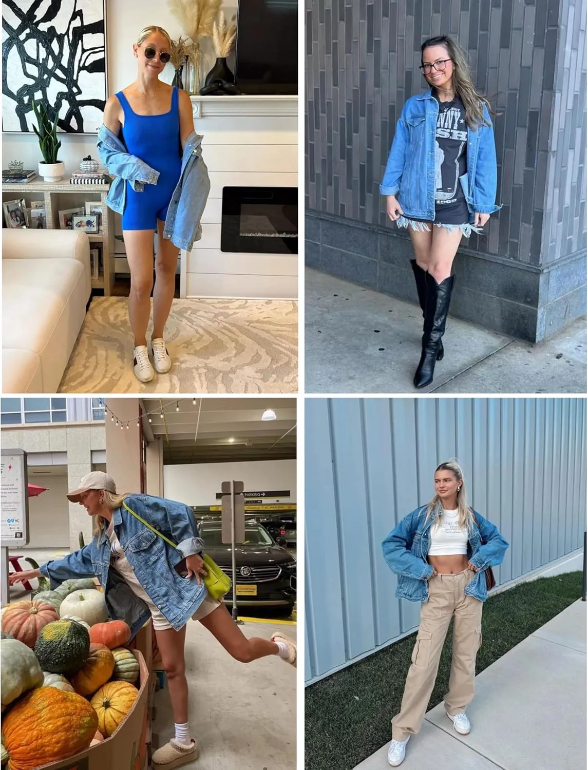 Gozoloma Women's Casual Loose Oversized Denim Jacket Long Sleeved Button Jean Jacket Coat Tops
