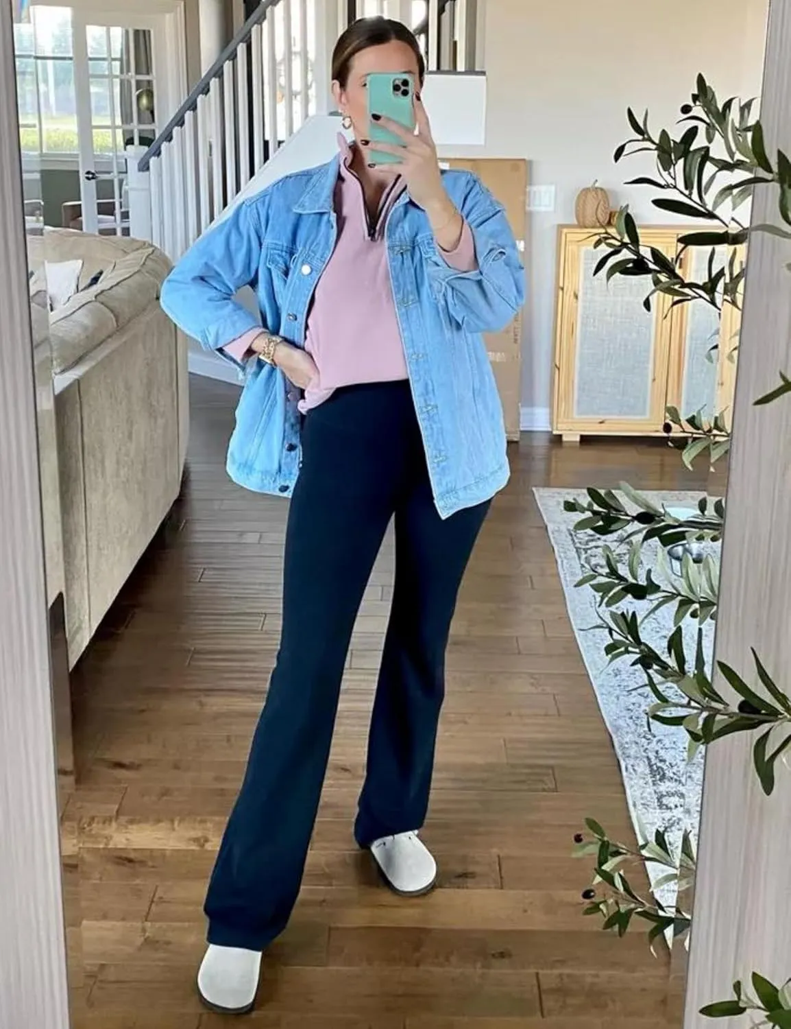 Gozoloma Women's Casual Loose Oversized Denim Jacket Long Sleeved Button Jean Jacket Coat Tops