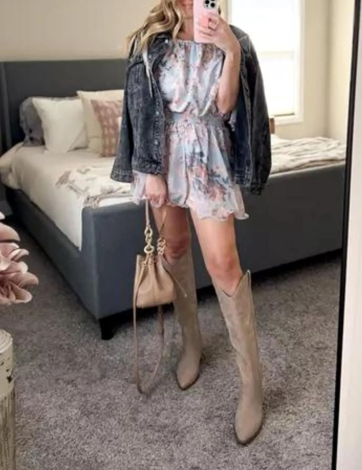 Gozoloma Women's Casual Loose Oversized Denim Jacket Long Sleeved Button Jean Jacket Coat Tops