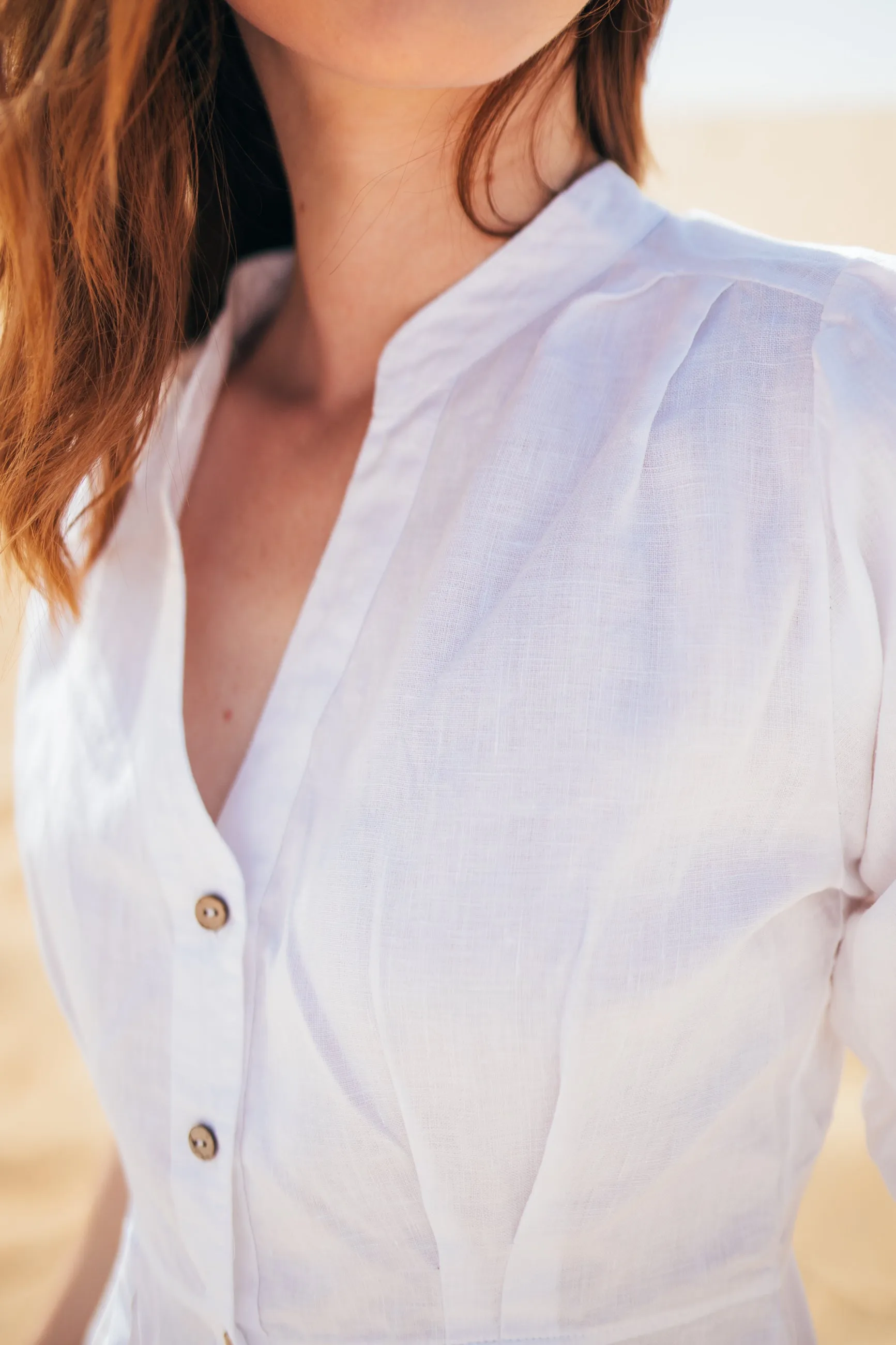 Grace Linen Gathered Sleeve Blouse