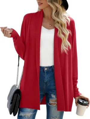 GRECERELLE Women's Long Sleeve Open Front Lightweight Casual Business Dressy Cardigan Sweater Fall Winter