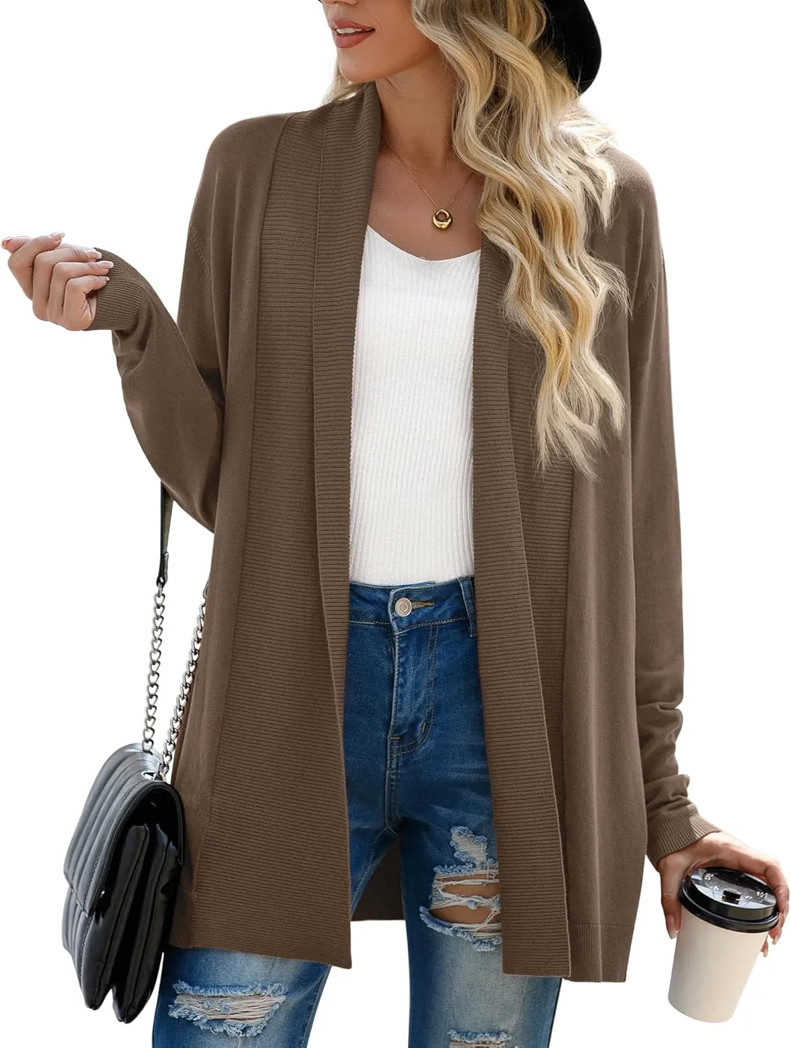 GRECERELLE Women's Long Sleeve Open Front Lightweight Casual Business Dressy Cardigan Sweater Fall Winter