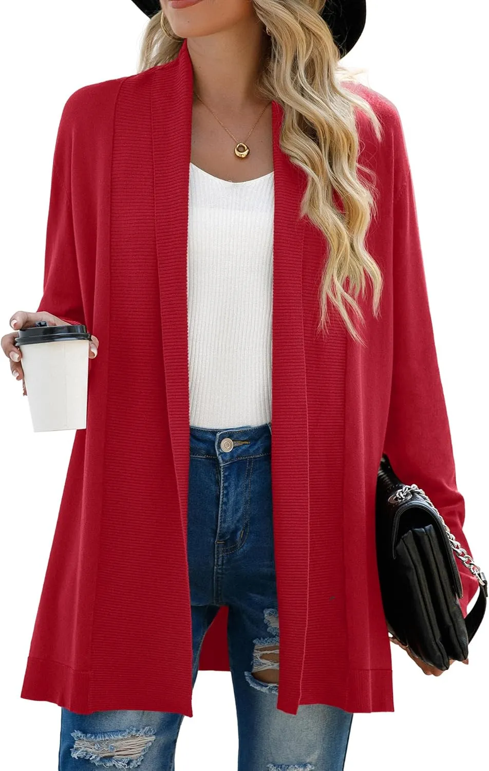 GRECERELLE Women's Long Sleeve Open Front Lightweight Casual Business Dressy Cardigan Sweater Fall Winter