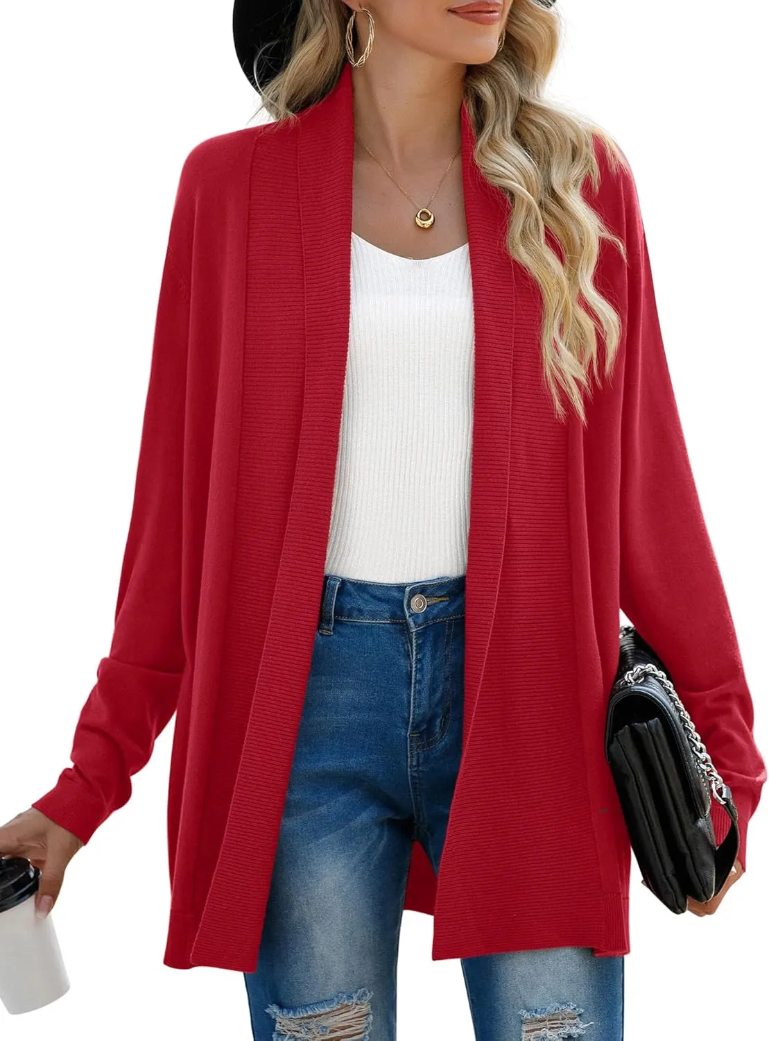 GRECERELLE Women's Long Sleeve Open Front Lightweight Casual Business Dressy Cardigan Sweater Fall Winter