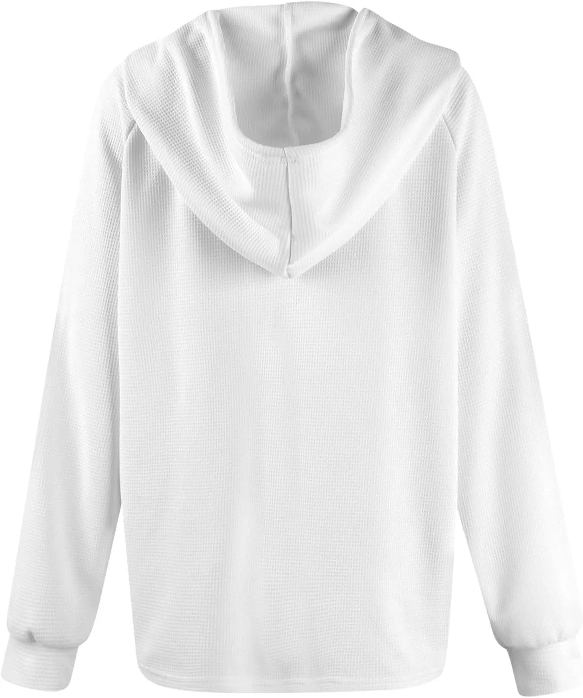 Gumipy Long Sleeve Shirts for Women Waffle V Neck Button Up Shirts Trendy Oversized Hoodies Tshirts Spring Casual Tunic Tops