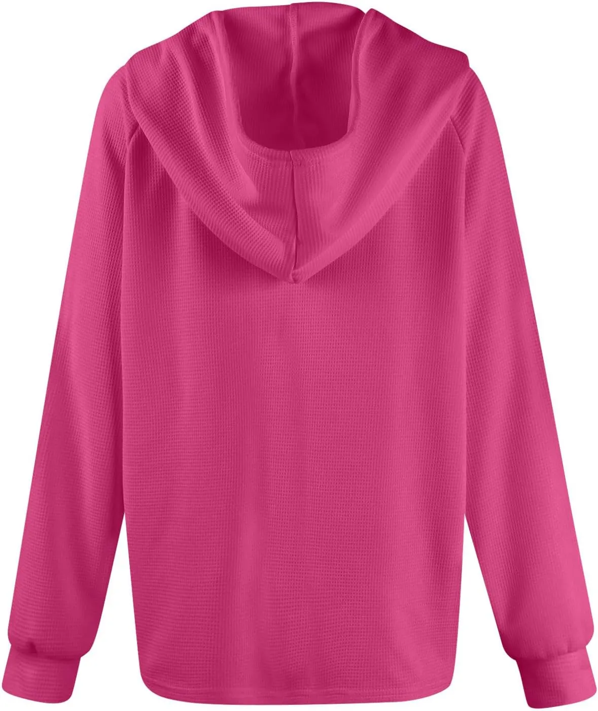 Gumipy Long Sleeve Shirts for Women Waffle V Neck Button Up Shirts Trendy Oversized Hoodies Tshirts Spring Casual Tunic Tops