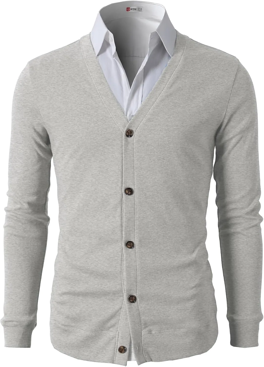 H2H Mens Casual Slim Fit Cardigans V-Neck Basic Designed Long Sleeve Button Down